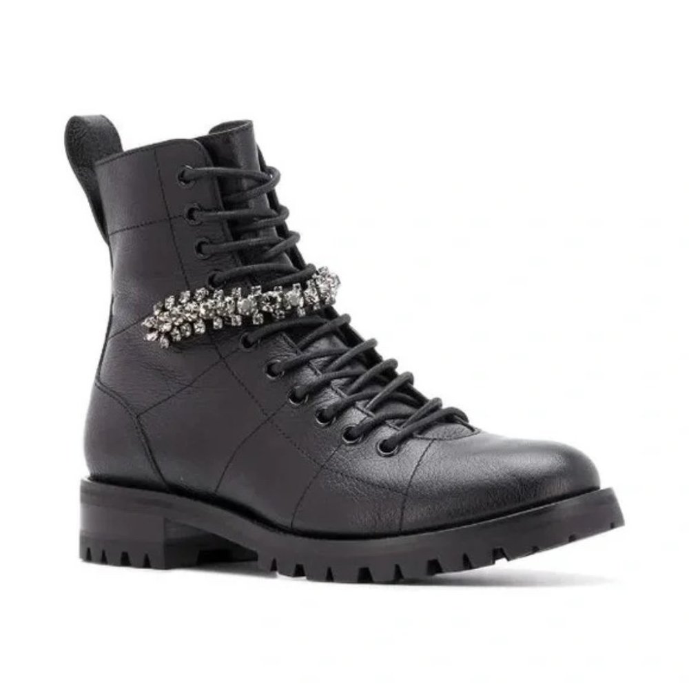Jimmy Choo Cruz Pearl Embellished Ankle Combat Boots